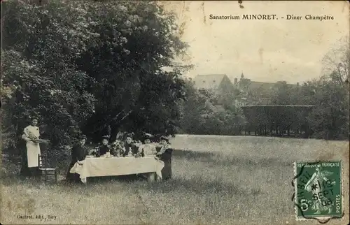 Ak Champrosay Essonne, Sanatorium Minoret, Dîner Champêtre