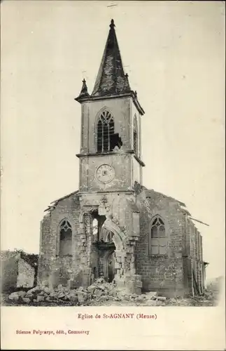 Ak Saint Agnant Meuse, L'Eglise, Kriegszerstörung I. WK