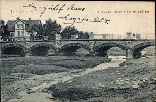 Ak Langelsheim Harz, Partie an der Innersle mit der Innerste Brücke