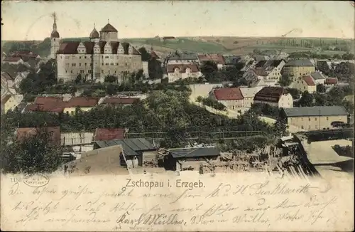 Ak Zschopau im Erzgebirge Sachsen, Gesamtansicht