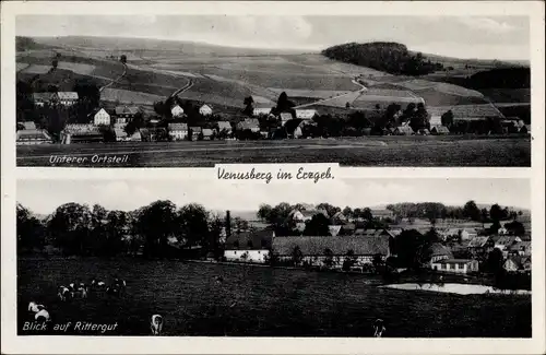 Ak Venusberg Drebach Erzgebirge, Unterer Ortsteil, Blick auf Rittergut