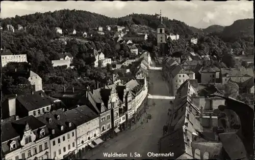 Ak Waldheim in Sachsen, Obermarkt, Vogelschau