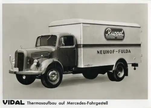 Foto Fahrzeug Firma Vidal Harburg, Thermos-Aufbau auf Mercedes-Fahrgestell, Ruppel Fleischwaren