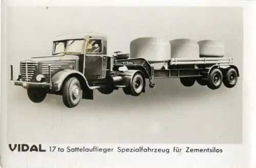 Foto Fahrzeug Firma Vidal Harburg, 17 t Sattelauflieger Spezialfahrzeug für Zementsilos