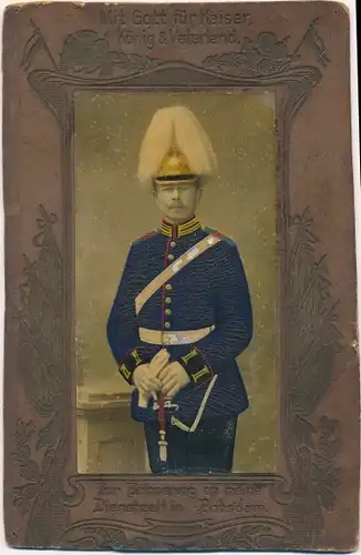 Passepartout Foto Potsdamer Garde Regiment, Soldat in Uniform, Federbusch