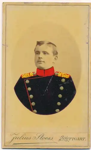 Kabinett Foto Junger Soldat mit Uniform, Schulterklappe, Fotograf Julius Stoess Stuttgart