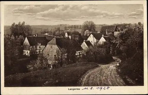 Ak Langenau Hartha Mittelsachsen, Gasthof zur Erholung, Blick auf den Ort