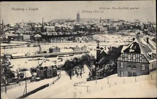 Ak Annaberg Buchholz im Erzgebirge, Blick von Neu Buchholz auf den Ort, Pöhlberg