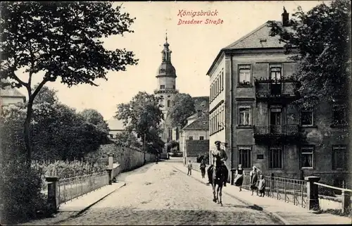 Ak Königsbrück in der Oberlausitz, Dresdner Straße, Reiter