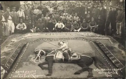 Foto Ak Königsbrück in der Oberlausitz, Kriegsgefangenenlager, Sandplastik von Kriegsgefangenen