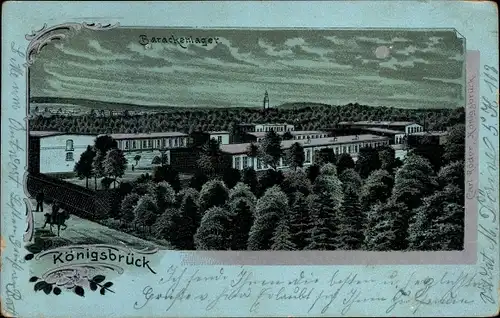 Mondschein Litho Königsbrück in der Oberlausitz, Barackenlager, Truppenübungsplatz