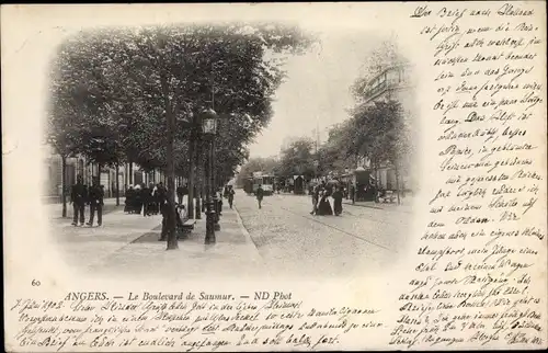 Ak Angers Maine et Loire, Le Boulevard de Saumur