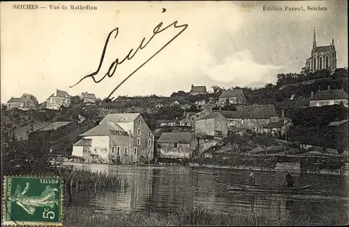 Ak Matheflon Seiches Maine et Loire, Blick auf den Ort