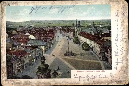 Ak Hradec Králové Königgrätz Stadt, Panorama, Stadtplatz
