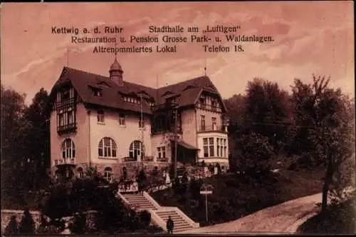 Ak Kettwig Essen im Ruhrgebiet, Stadthalle am Luftigen, Restaurant und Pension