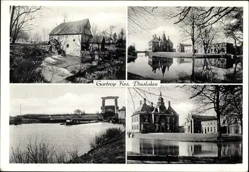 Ak Gartrop Hünxe Niederrhein, Hafen, Schlosspartie