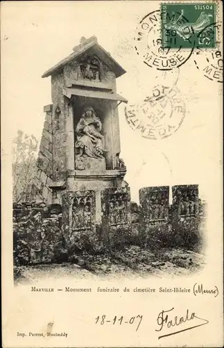 Ak Marville Meuse, Monument funeraire du cimetiere Saint Hilaire
