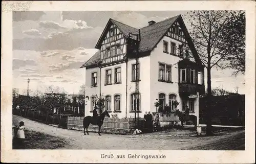 Ak Gehringswalde Wolkenstein im Erzgebirge, Wohnhaus, Reiter, Straßenpartie