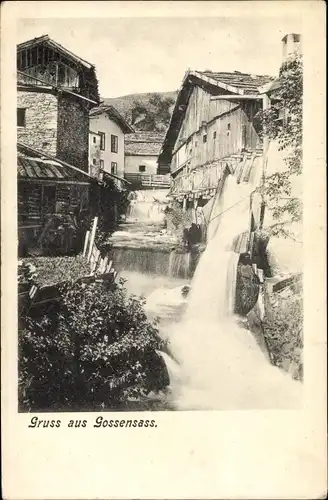 Ak Gossensaß Brenner Brennero Südtirol, Flusspartie im Ort