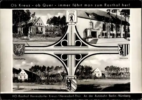 Ak Hermsdorf, Gasthof Hermsdorfer Kreuz, Autobahn