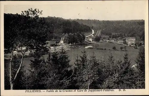 Ak Fillières Meurthe et Moselle, Vallee de la Crusnes et Gare de Joppecourt-Fillières