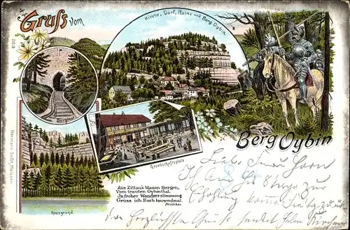 Ak Oybin in Sachsen, Kirche, Dorf, Ruine, Berg Oybin