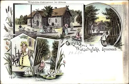 Litho Lübbenau im Spreewald, Gruß aus der Wotschofska