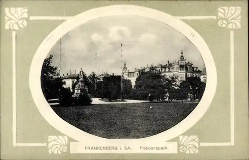 Passepartout Ak Frankenberg an der Zschopau Sachsen, Partie am Friedenspark