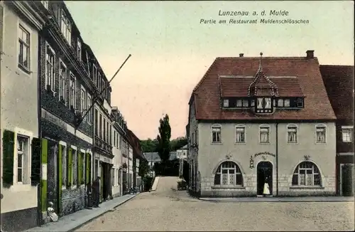 Ak Lunzenau in Sachsen, Partie am Restaurant Muldenschlößchen