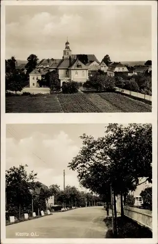 Ak Kittlitz Löbau in Sachsen, Teilansicht mit Kirche, Straßenpartie