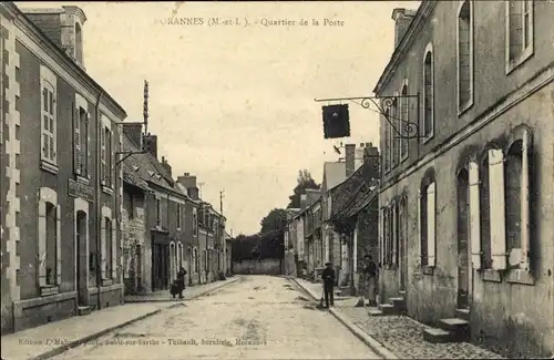 Ak Morannes Maine et Loire, Quartier de la Poste