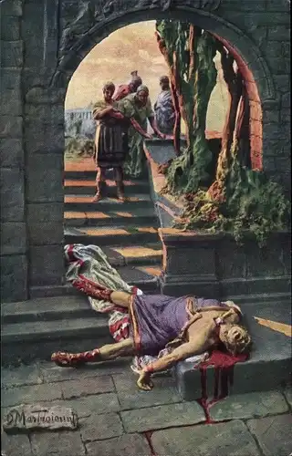 Künstler Ak Mastroianni, D., Quo Vadis, Roman von Henryk Sienkiewicz, Tod von Neron