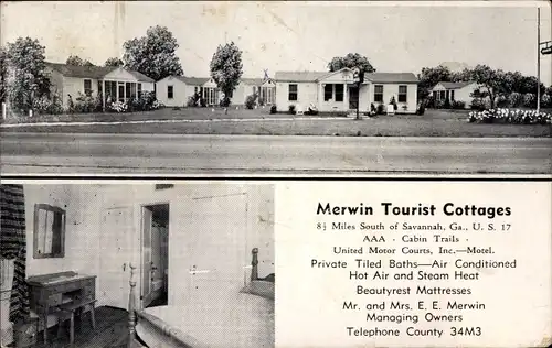 Ak Savannah Georgia USA, Merwin Tourist Cottages, E.E. Merwin
