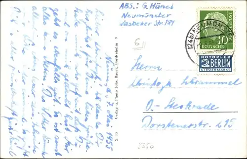 Ak Neumünster in Schleswig Holstein, Straßenpartie, Postamt, Drogerie