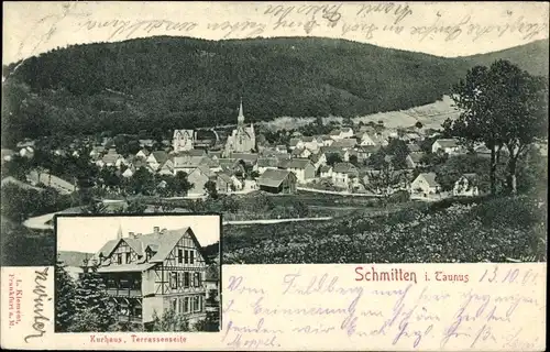 Ak Schmitten im Taunus Hessen, Gesamtansicht, Kurhaus, Terrassenseite