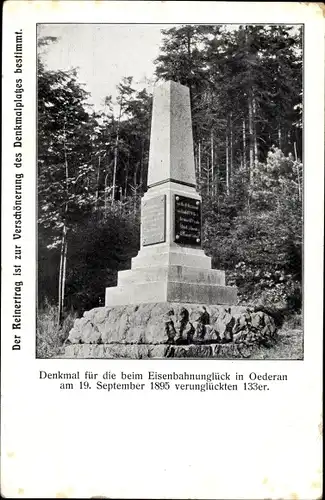 Ak Oederan Sachsen, Marktplatz, Eisenbahnunglücks Denkmal