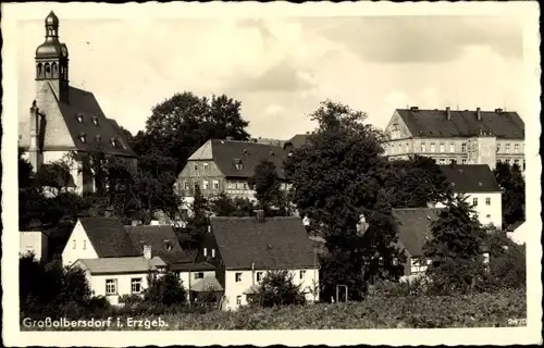 Ak Großolbersdorf im Erzgebirge, Teilansicht mit Kirche