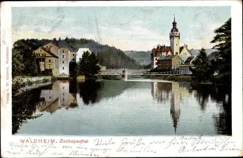 Ak Waldheim in Mittelsachsen, Schloss, Ort, Brücke