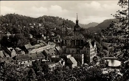 Ak Waldheim in Sachsen, Teilansicht mit Rathaus