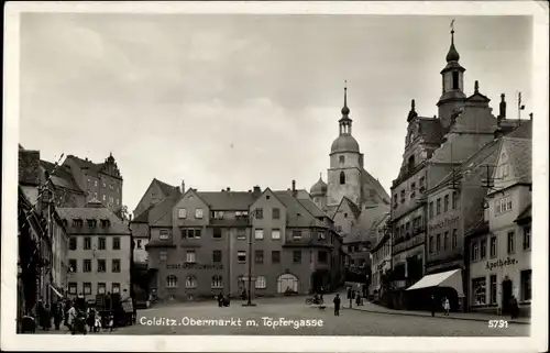 Ak Colditz in Sachsen, Obermarkt mit Töpfergasse