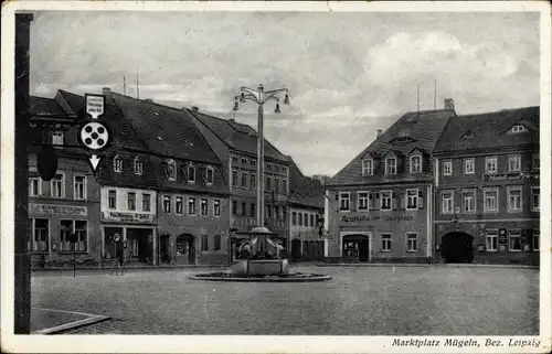 Ak Mügeln in Sachsen, Marktplatz, Apotheke