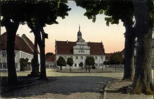 Ak Belgern Schildau in Sachsen, Blick nach dem Rathaus