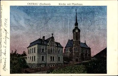 Luna Ak Ostrau in Sachsen, Kirche mit Pfarrhaus