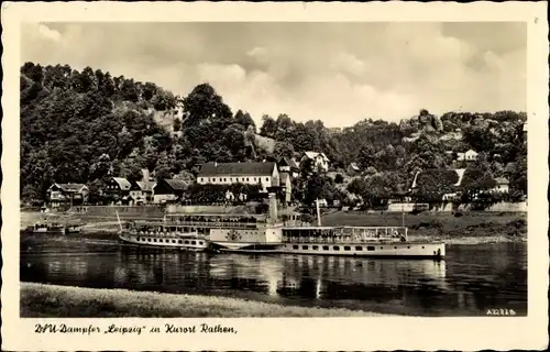 Ak Rathen an der Elbe Sächsische Schweiz, DSU Dampfer Leipzig