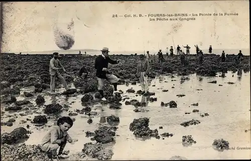 Ak Fouras les Bains Charente Maritime, La Pointe de la Fumee, La Peche aux Congres