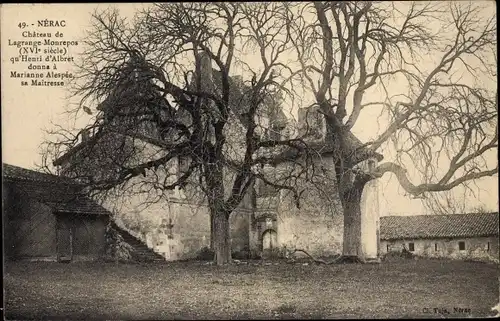 Ak Nérac Lot et Garonne, Chateau de Lagrance Monrepos