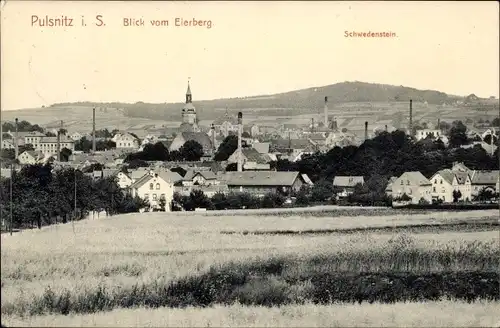 Ak Pulsnitz Sachsen, Blick vom Eierberg, Schwedenstein