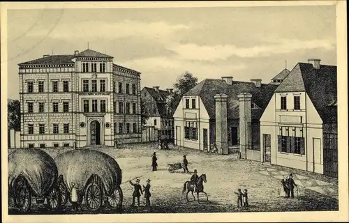 Künstler Ak Zittau in der Oberlausitz, Königl. Sächs. Hauptzollamt am Böhmischen Tor im Jahr 1830