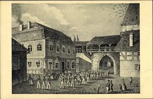 Künstler Ak Zittau in der Oberlausitz, Böhmisches Tor, Innenansicht, abgetragen 1826