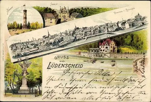 Litho Lüdenscheid im Märkischen Kreis, Talsperre, Panorama, Hornert